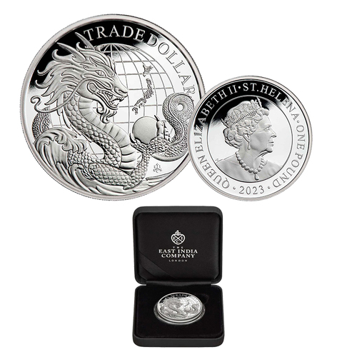 2023 £1 Modern Japanese Trade Dollar 1oz Silver Proof Coin