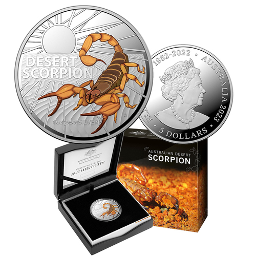 2023 $5 Australia's Most Dangerous - Desert Scorpion 1oz Coloured Silver Proof Coin
