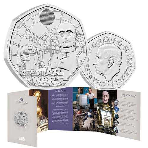 2023 50p Star Wars R2-D2 and C-3PO BUNC Coin