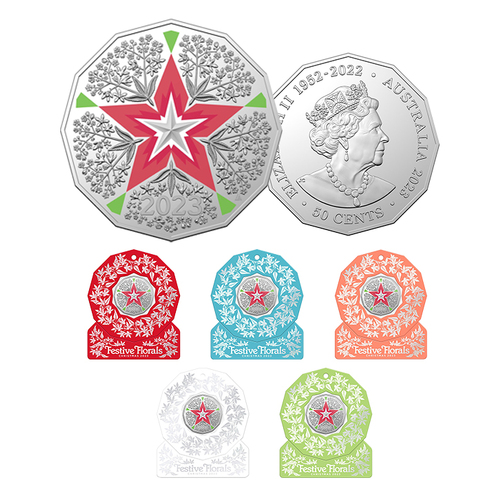 2023 50c Christmas Decoration - Festive Floral UNC set of 5