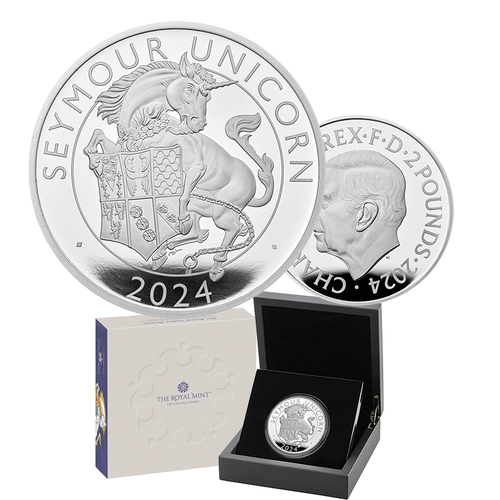 2024 £2 Royal Tudor Beasts The Seymour Unicorn 1oz Silver Proof Coin