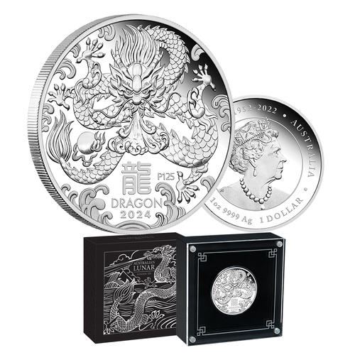 2024 $1 Year of the Dragon 1oz Silver Proof Coin