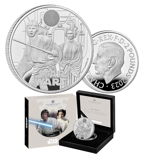 2023 £2 Star Wars Luke Sky Walker and Princess Leia 1oz Silver Proof
