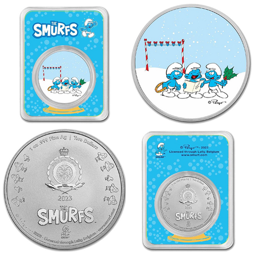 2023 $2 Smurfs Christmas Carol 1oz Silver Coin