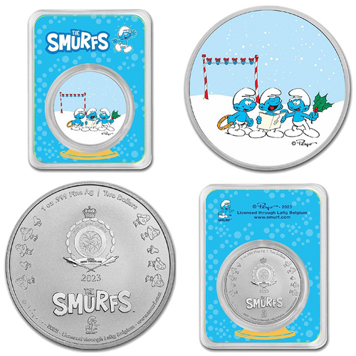 2023 $2 Smurfs Christmas Carol 1oz Silver Coin