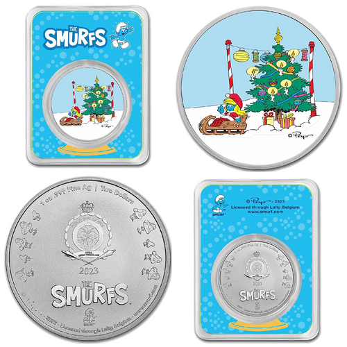 2023 $2 Smurfette Christmas Carol 1oz Silver Coin