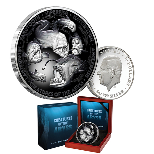 2024 $10 World Money Fair Creatures of the Abyss 5oz Silver Proof