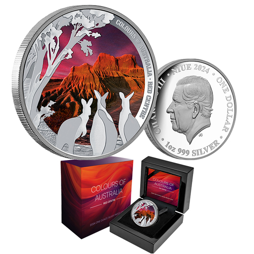 204 $1 Colours of Australia - Red Centre 1oz Coloured Silver Proof