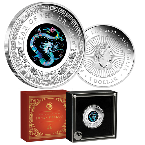 2024 $1 Year of the Dragon 1oz Silver Proof Opal Coin