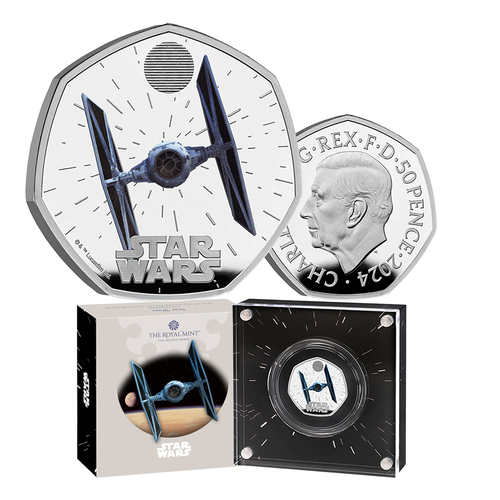 2024 50p Star Wars Tie Fighter Coloured Silver Proof Coin