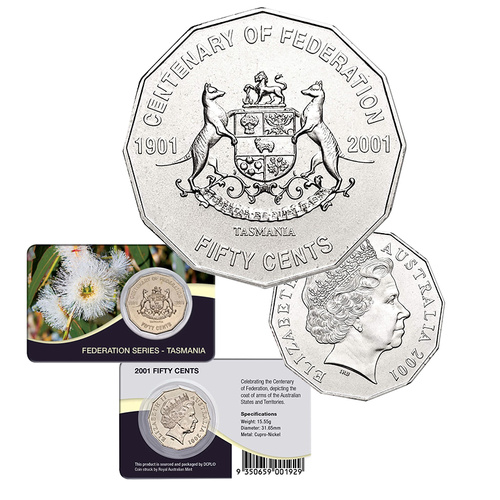 2001 50c Centenary of Federation Tasmania Card Pack