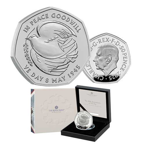 2025 50p 80th Anniversary of VE Day Silver Proof