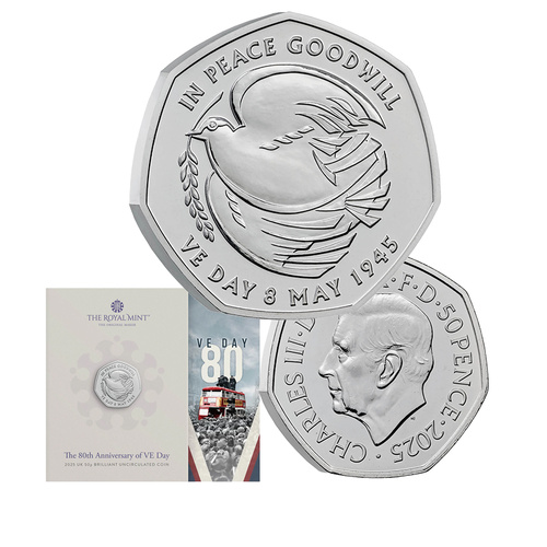 2025 50p 80th Anniversary of VE Day BUNC Coin