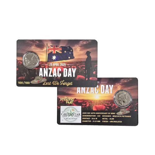 2025 50c ANZAC Lest We Forget Card