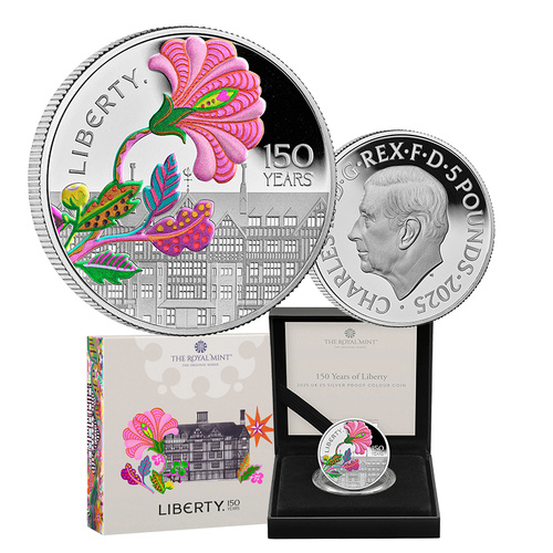 2025 £5 150 Years of Liberty Coloured Silver Proof Coin