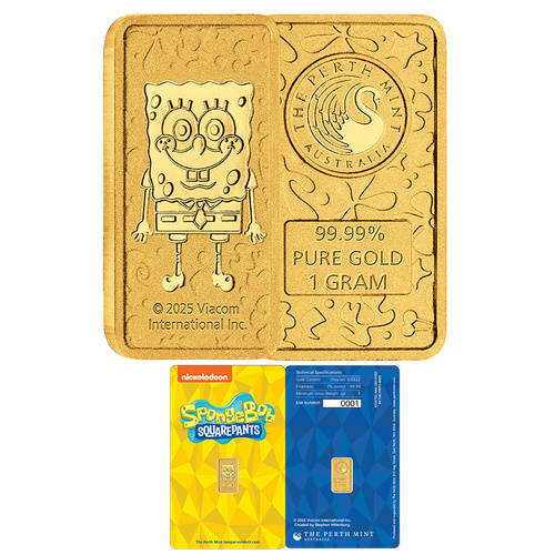 2025 Spongebob Squarepants 1g Gold Minted Bar