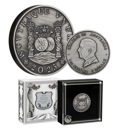 2025 $1 225th Anniversary of Australian Proclamation Coins Pillar Dollar 1oz Silver Antiqued Coin