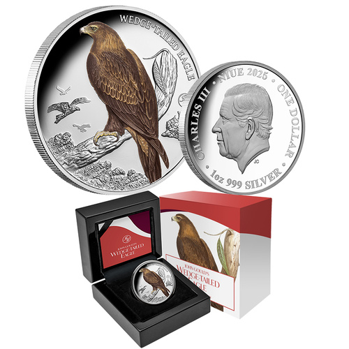 2025 $1 Birds of Australia Wedge-tailed Eagle 1oz Coloured Silver Proof