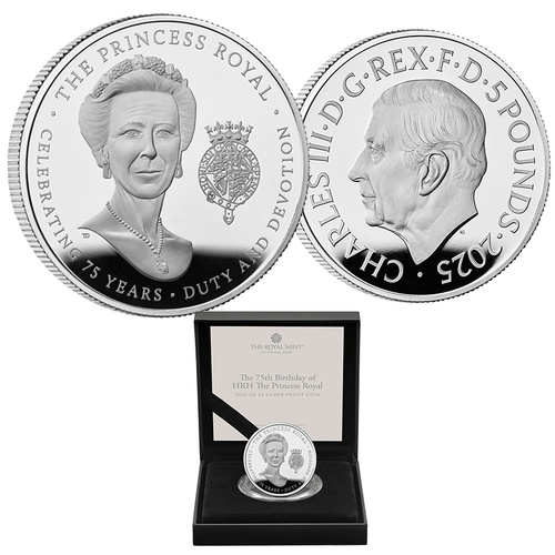 2025 £5 75th Birthday of HRH The Princess Royal Silver Proof Coin