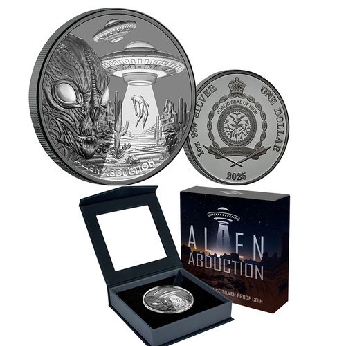 2025 $1 Alien Abduction 1oz Silver Black Proof Coin