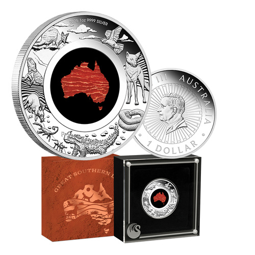 2025 $1 Great Southern Land 1oz Silver Proof Jasper Coin