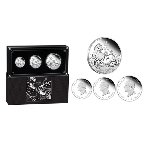 2026 $1 Year of Horse Silver Proof 3 Coin Set