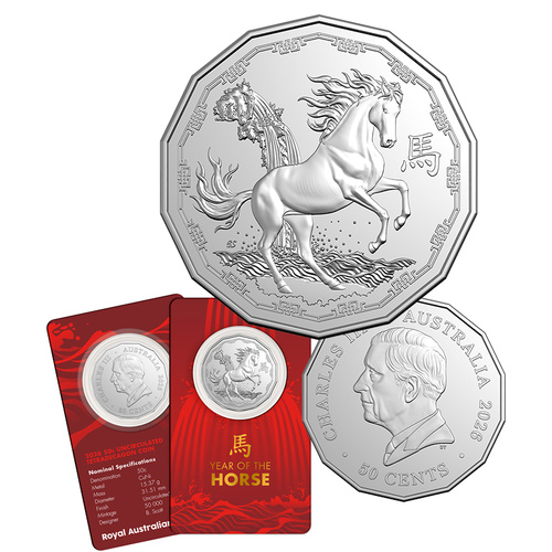 2026 50c Lunar Year of the Horse Tetradecagon UNC Coin