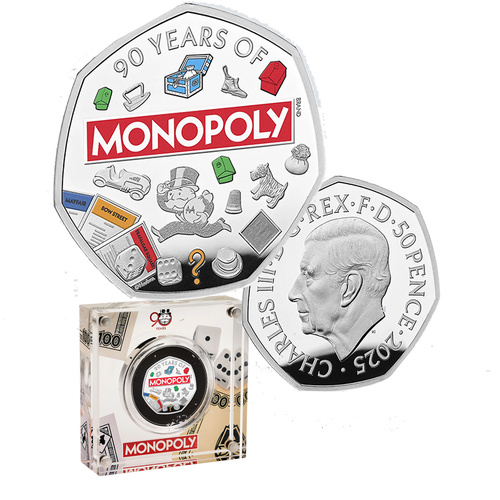 2025 50p Monopoly Coloured Silver Proof Coin