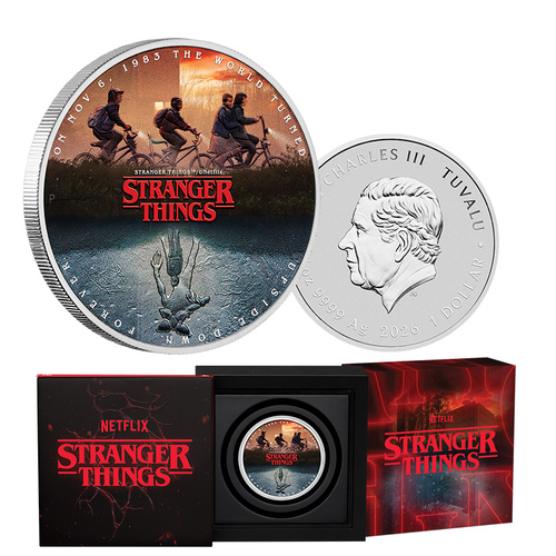 2026 $1 Stranger Things - The Upside Down 1oz Silver Coloured Coin