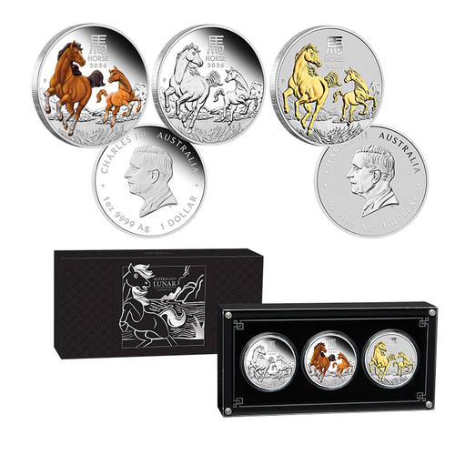 2026 $1 Year of Horse Silver Trio Coin Set