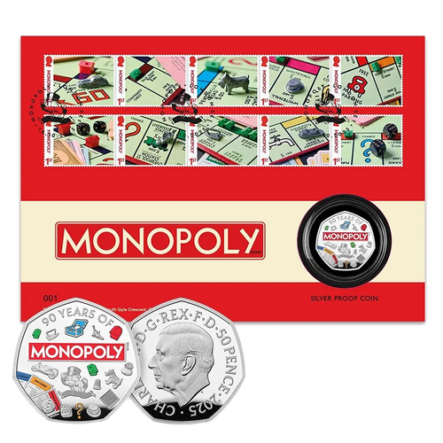 2025 Monopoly Coin Cover Coloured Silver Proof PNC