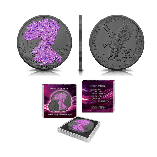 2025 American Silver Eagle 1oz Dark Rose Holo Edition