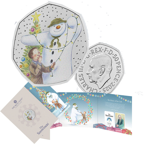 2025 50p The Snowman Coloured BUNC Coin
