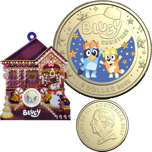 2025 $1 Bluey Christmas Coloured UNC Coin