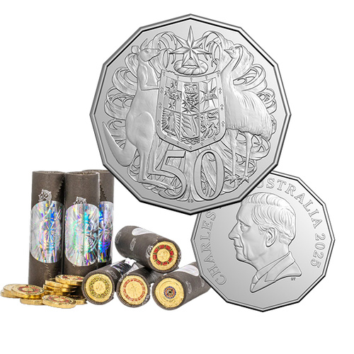 2025 50c Coat of Arms Cotton & Co Coin Roll