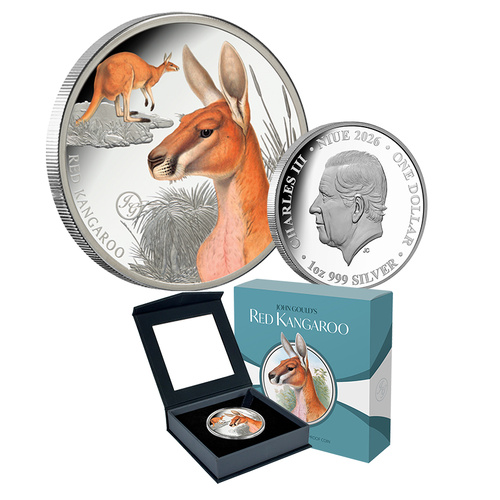 2026 $1 Mammals of Australia - Red Kangaroo 1oz Coloured Silver Proof