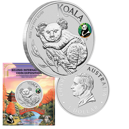 2025 $1 Australian Koala 1oz Silver with Panda Privy