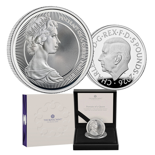 2026 £5 Portraits of a Queen Elizabeth II The Second Effigy Silver Proof Coin