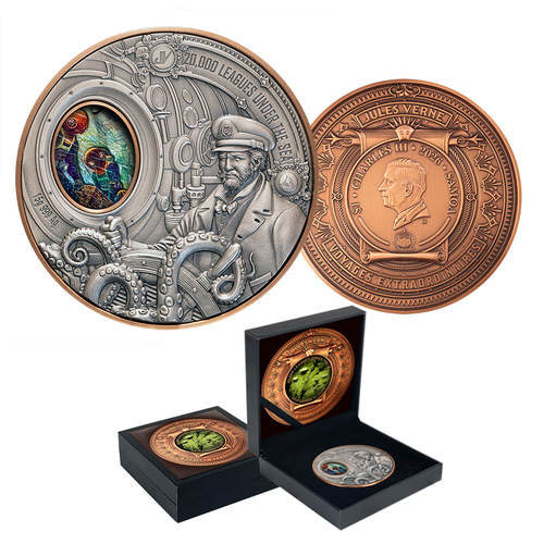 2026 $1 20,000 Leagues Under the Sea High Relief Rotating  Silver and Copper Antiqued Coin