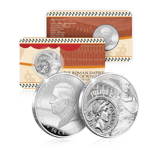 2025 50c Roman Empire Julius Caesar Silver Plated BU Coin