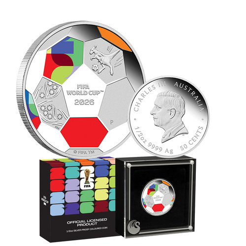 2026 50c 1/2oz FIFA World Cup Silver Proof Coloured Coin