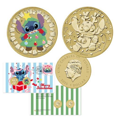 2025 Stitch Christmas 2-Coin Postal Numismatic Cover