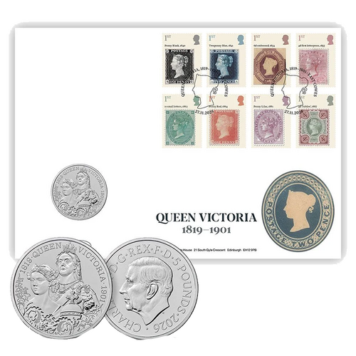 2025 The Stamps of Queen Victoria Brilliant Uncirculated Coin Cover