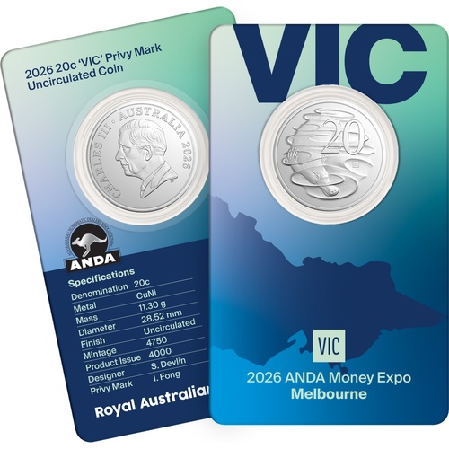 2026 20c Melbourne ANDA Money Expo 'VIC' Privy Card