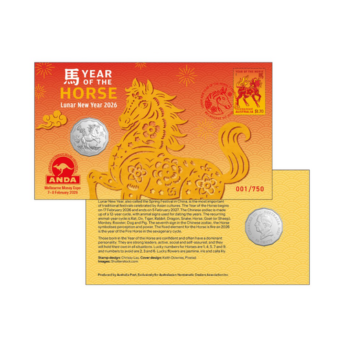 2026 Year of the Horse ANDA Melbourne Money Expo Overprint
