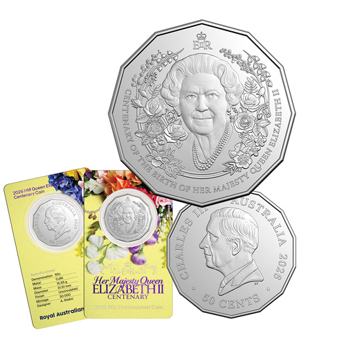 2026 50c Centenary of the Birth of Queen Elizabeth II UNC Coin