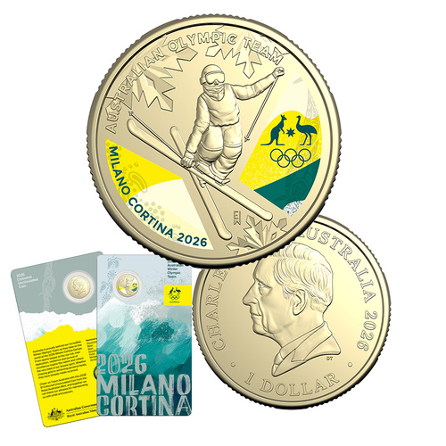 2026 $1 Australian Winter Olympics Coloured UNC Coin