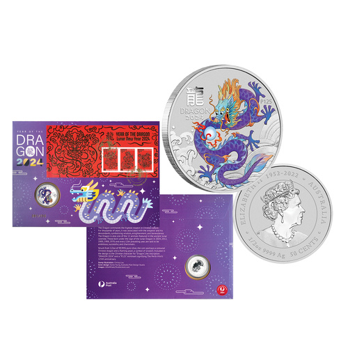 2024 Year of the Dragon Prestige PNC 1/2oz Purple Dragon Coin