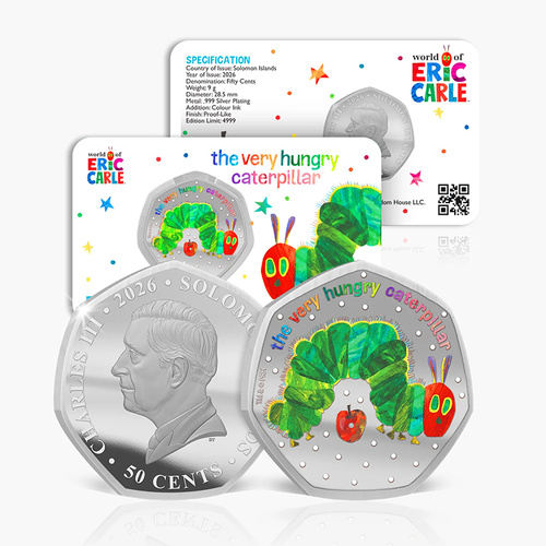 2026 50cThe Very Hungry Caterpillar™ Silver Plated BU Coin
