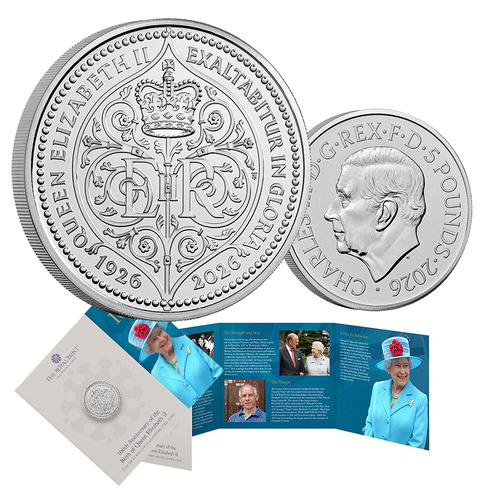 2026 £5 100th Anniversary of the Birth of Queen Elizabeth II BUNC Coin